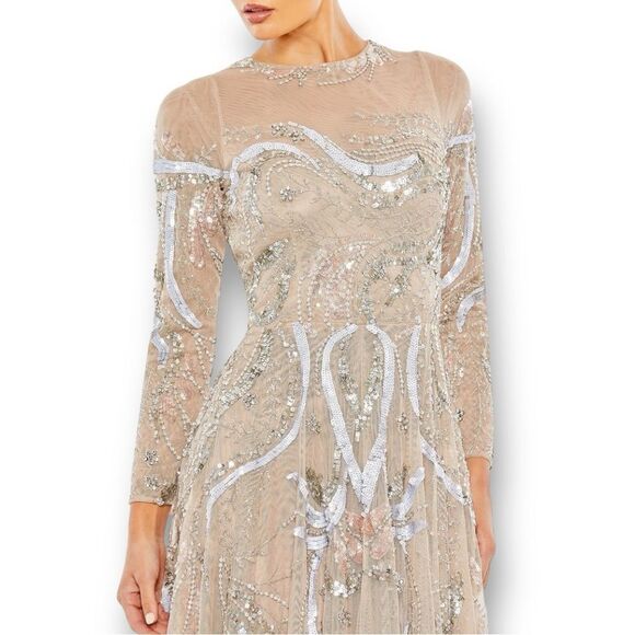 MAC DUGGAL Women’s Long Sleeve Embellished Illusion Evening Gown in the Size 18 - Picture 8 of 14